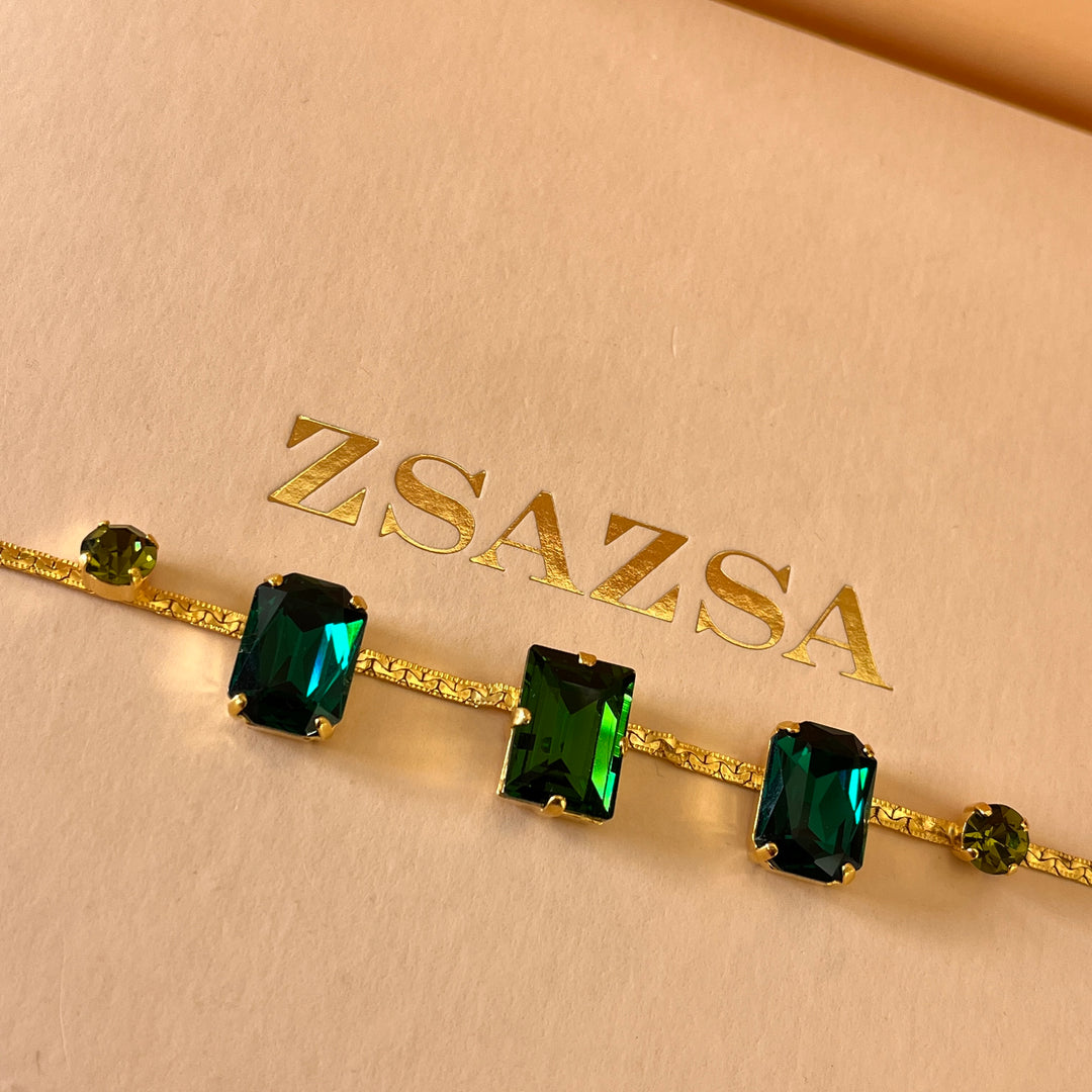Shade of green Swarovski Crystals set