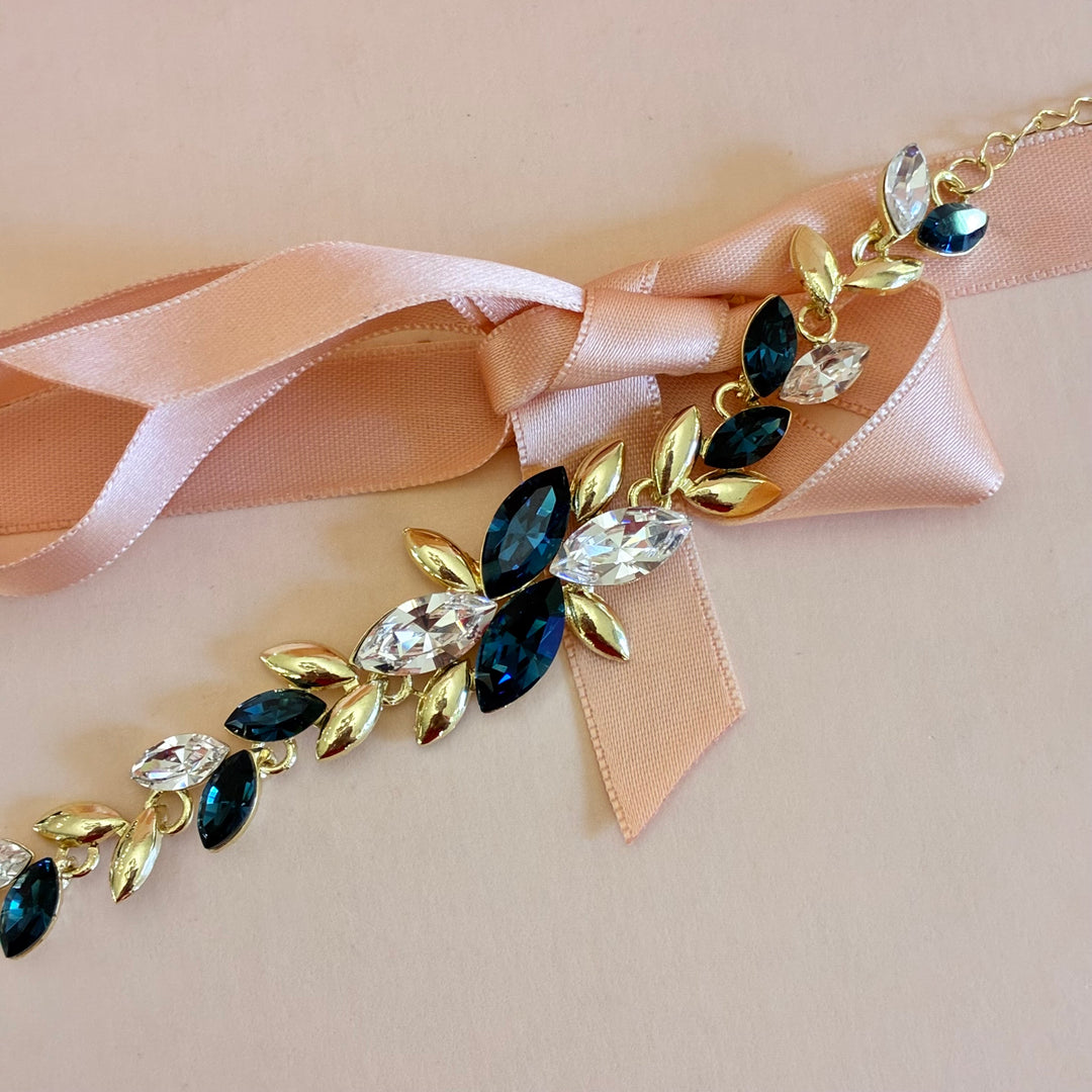 Marquise navy blue Swarovski crystals set