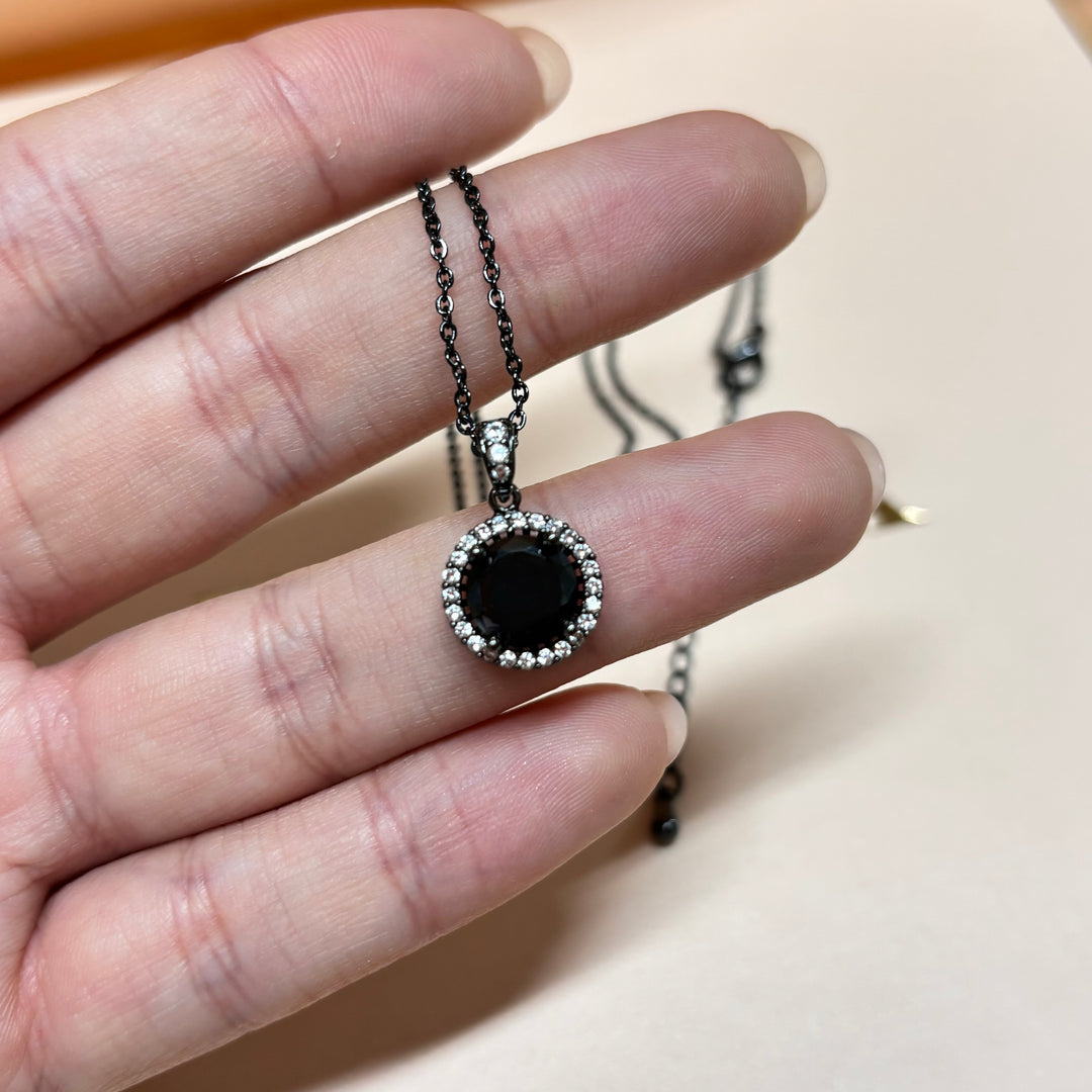 Dainty all black zircone pendant