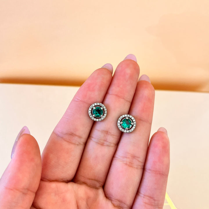 Dark green zircone studs and bracelet