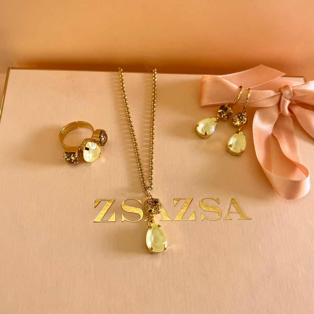 Yellow and champagne Swarovski crystals set