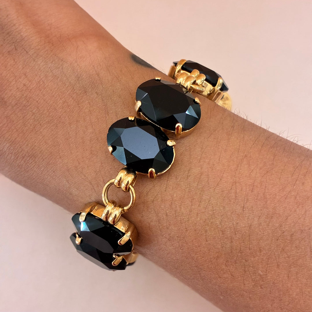 Oval preciosa crystals gold plated bracelet