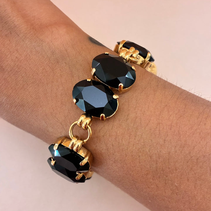 Oval preciosa crystals gold plated bracelet