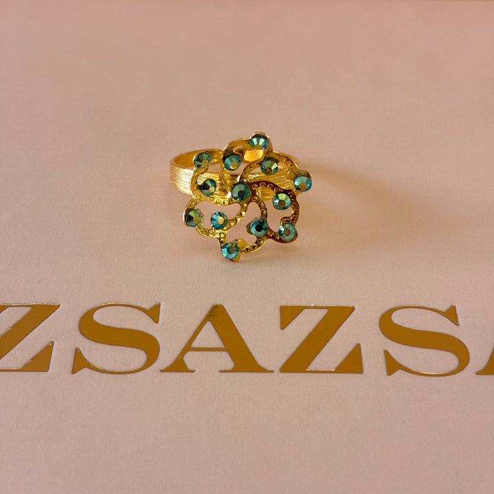 Handmade green gold plated set