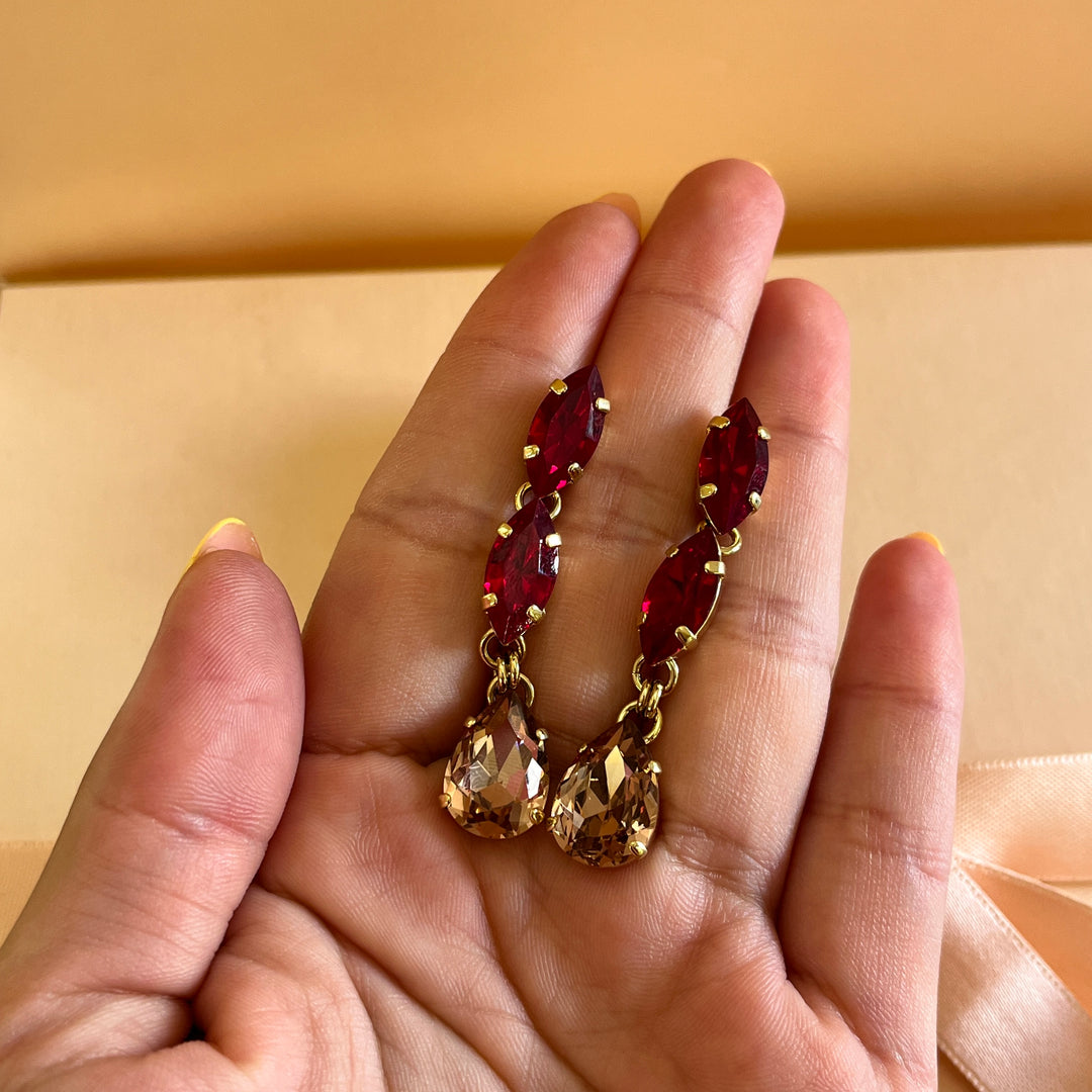 Dark red and mauve Swarovski Crystals set