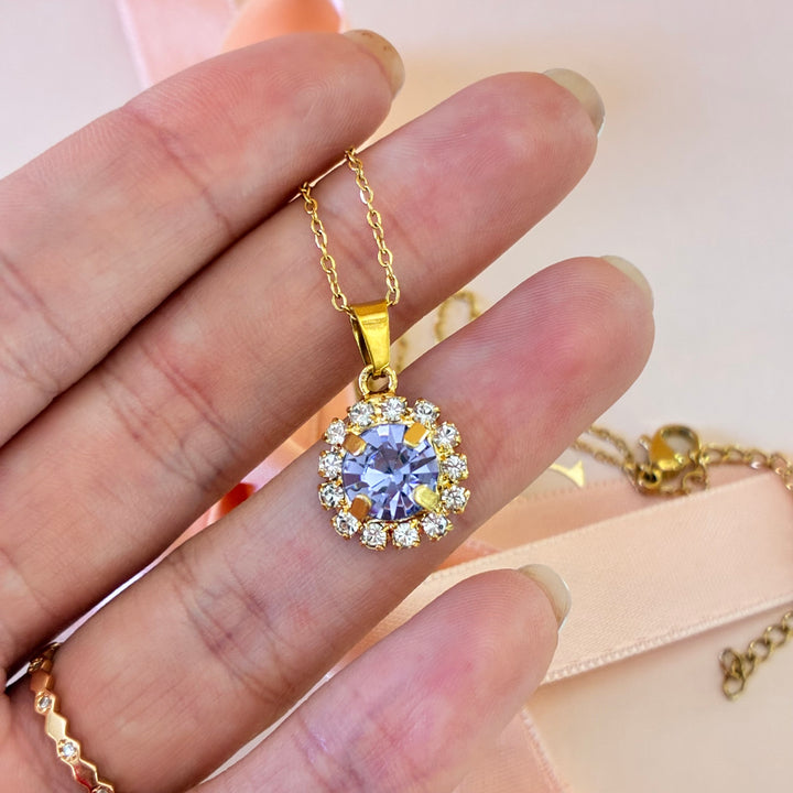 Lilac dainty Preciosa crystals gold plated set