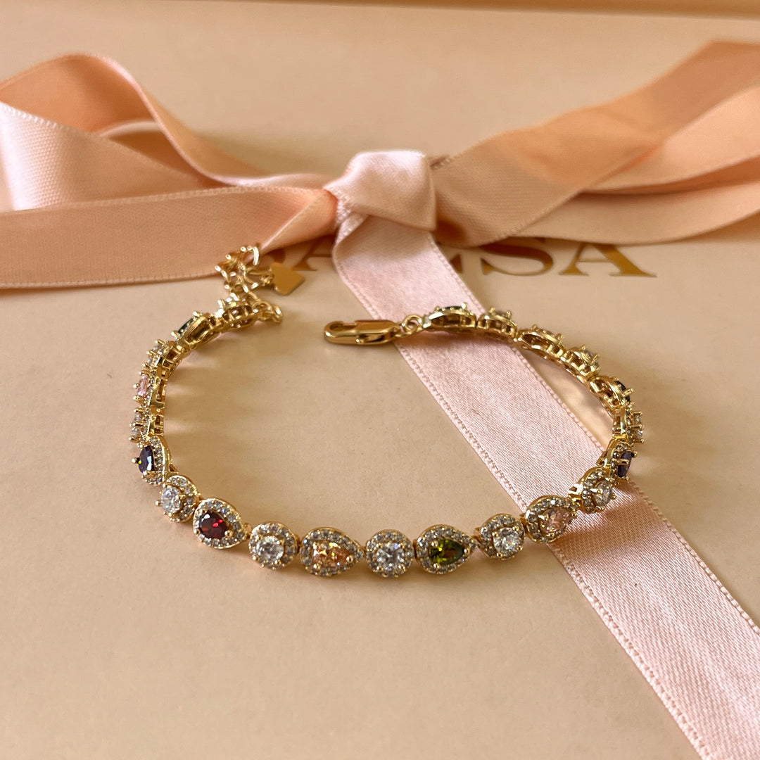 Multicolor zircone earrings and bracelet