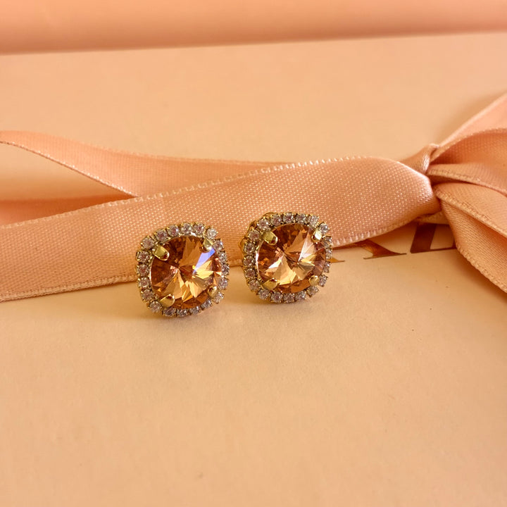 Peach swarovski crystals earrings