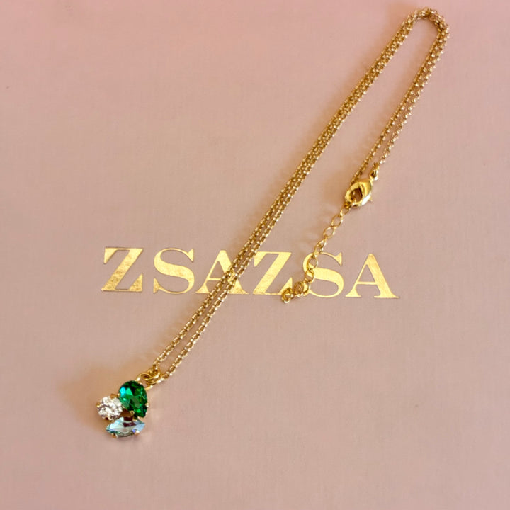 Dainty green Swarovski crystals pendant