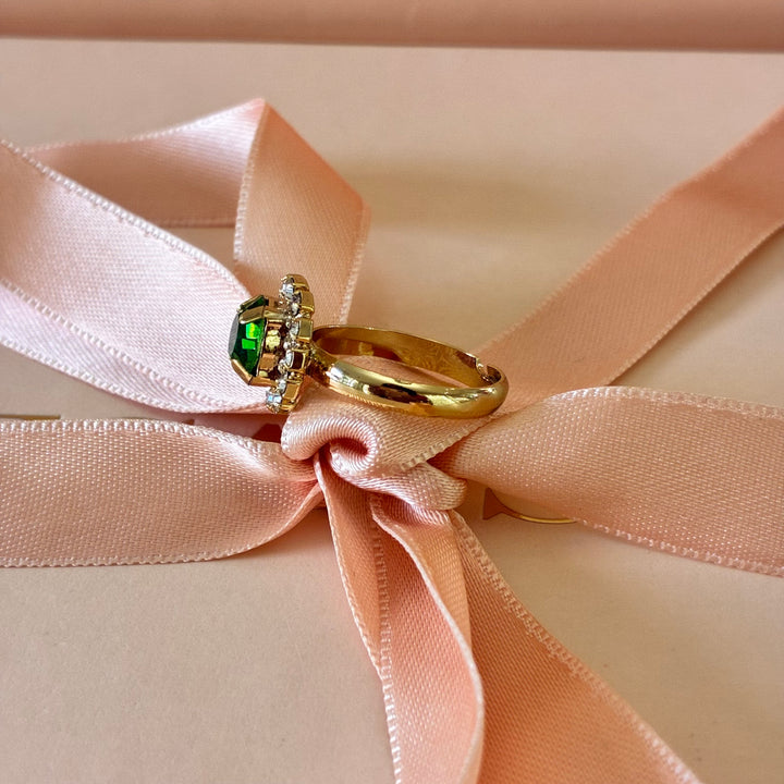 Dainty green Preciosa crystals gold plated set