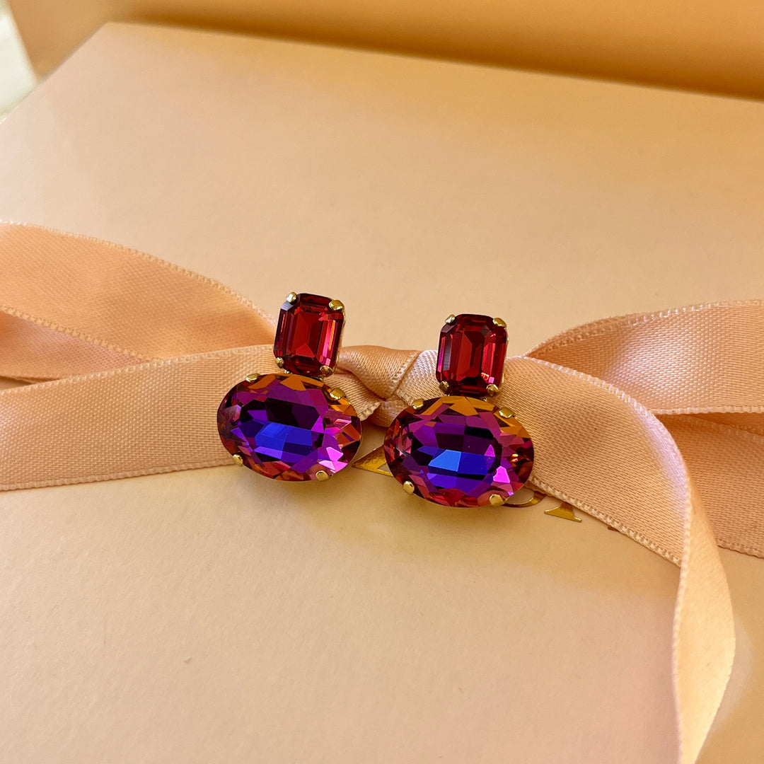 Fuchsia Swarovski crystals studs