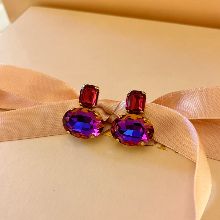 Fuchsia Swarovski crystals studs