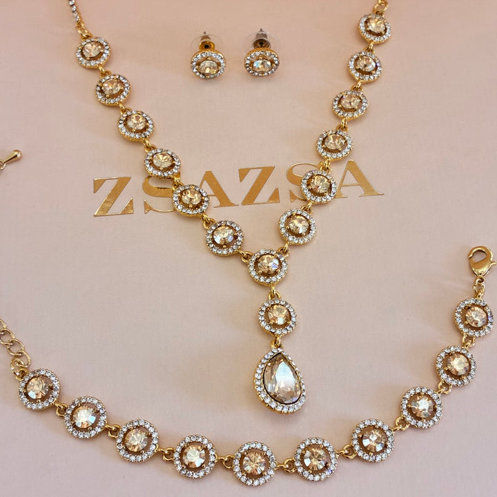 Round and teardrop champagne gold plated set