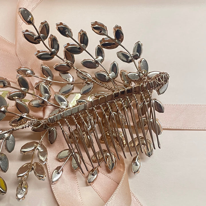 Rose gold leaves comb headpiece