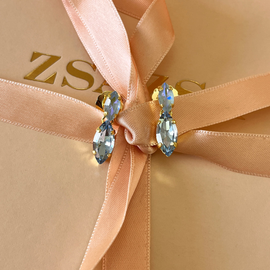 Light blue Swarovski crystals earrings