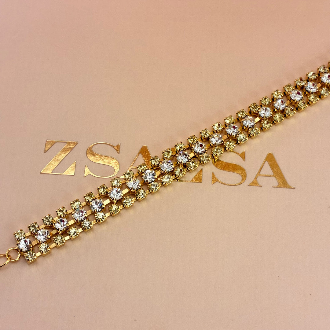 Mint Swarovski crystals gold plated bracelet