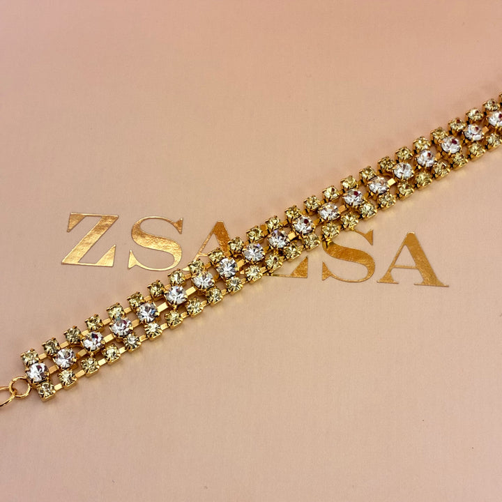 Mint Swarovski crystals gold plated bracelet