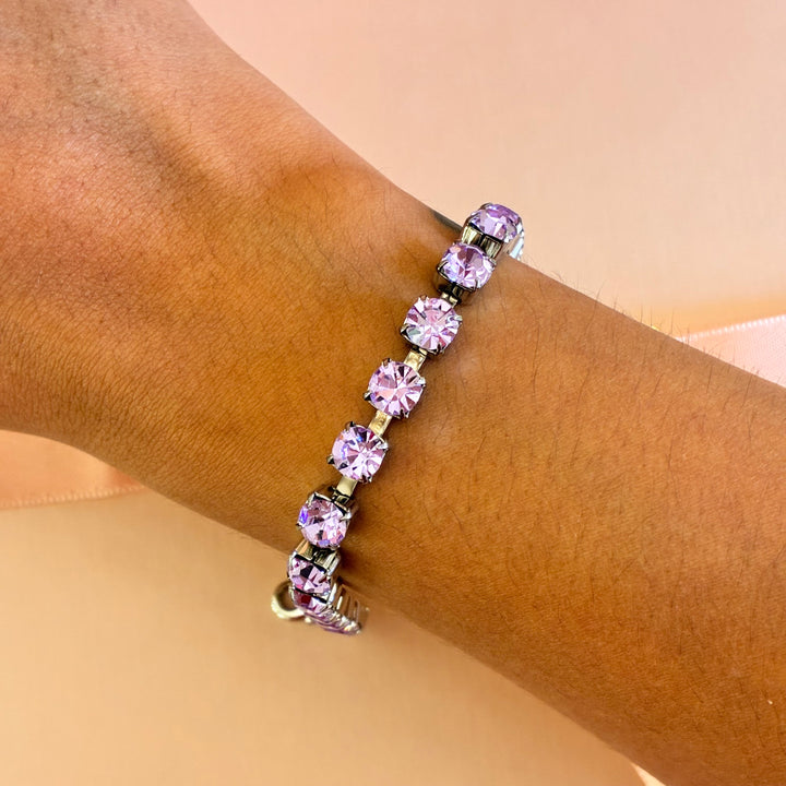 Lilac Swarovski crystals silver bracelet