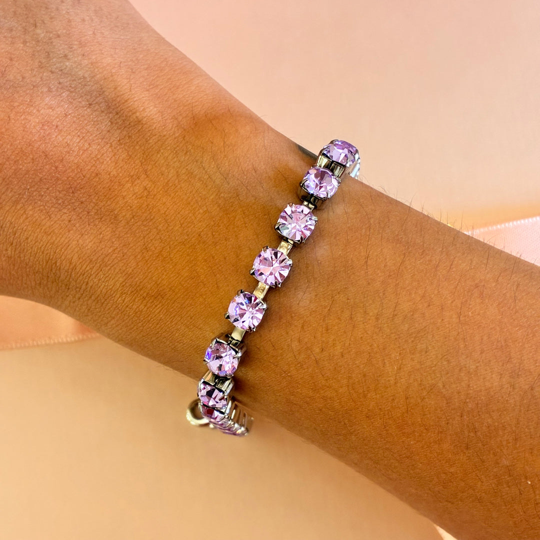 Lilac Swarovski crystals silver bracelet