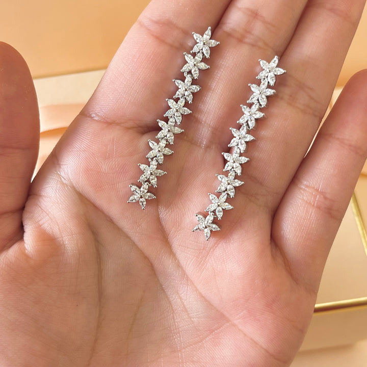 Silver zircone flowers earrings