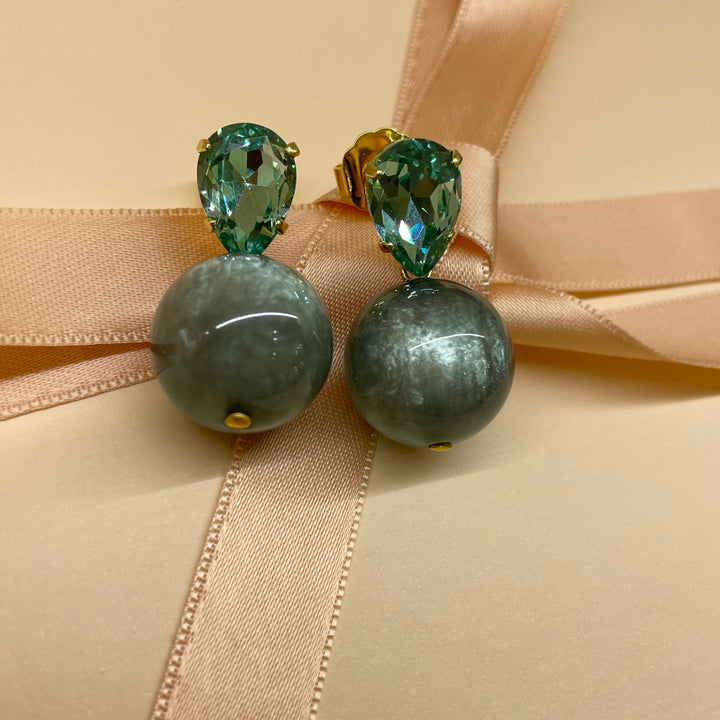 Green set Swarovski crystals