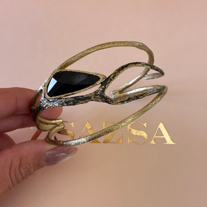 Handmade black gold plated choker and bangle
