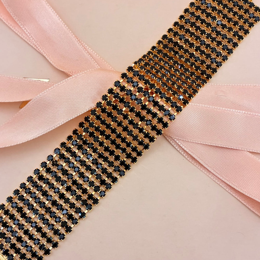 10 Rows Black Preciosa crystals bracelet