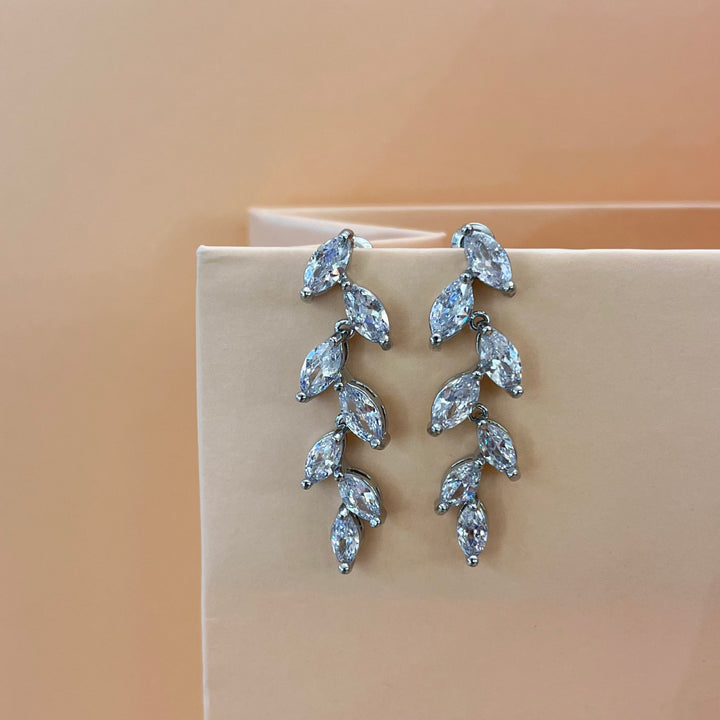 Silver zircone marquise earrings