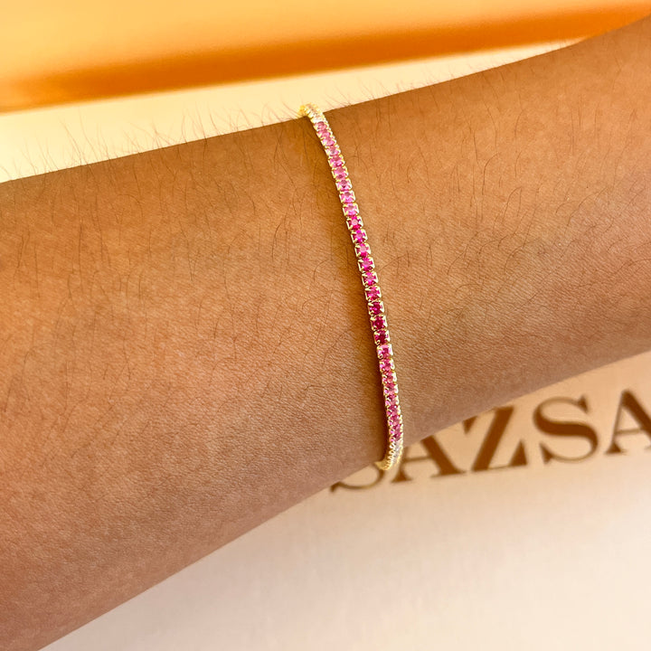 Gradient fuchsia zircone necklace and bracelet