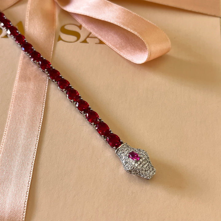 Red zircone snake necklace and bracelet