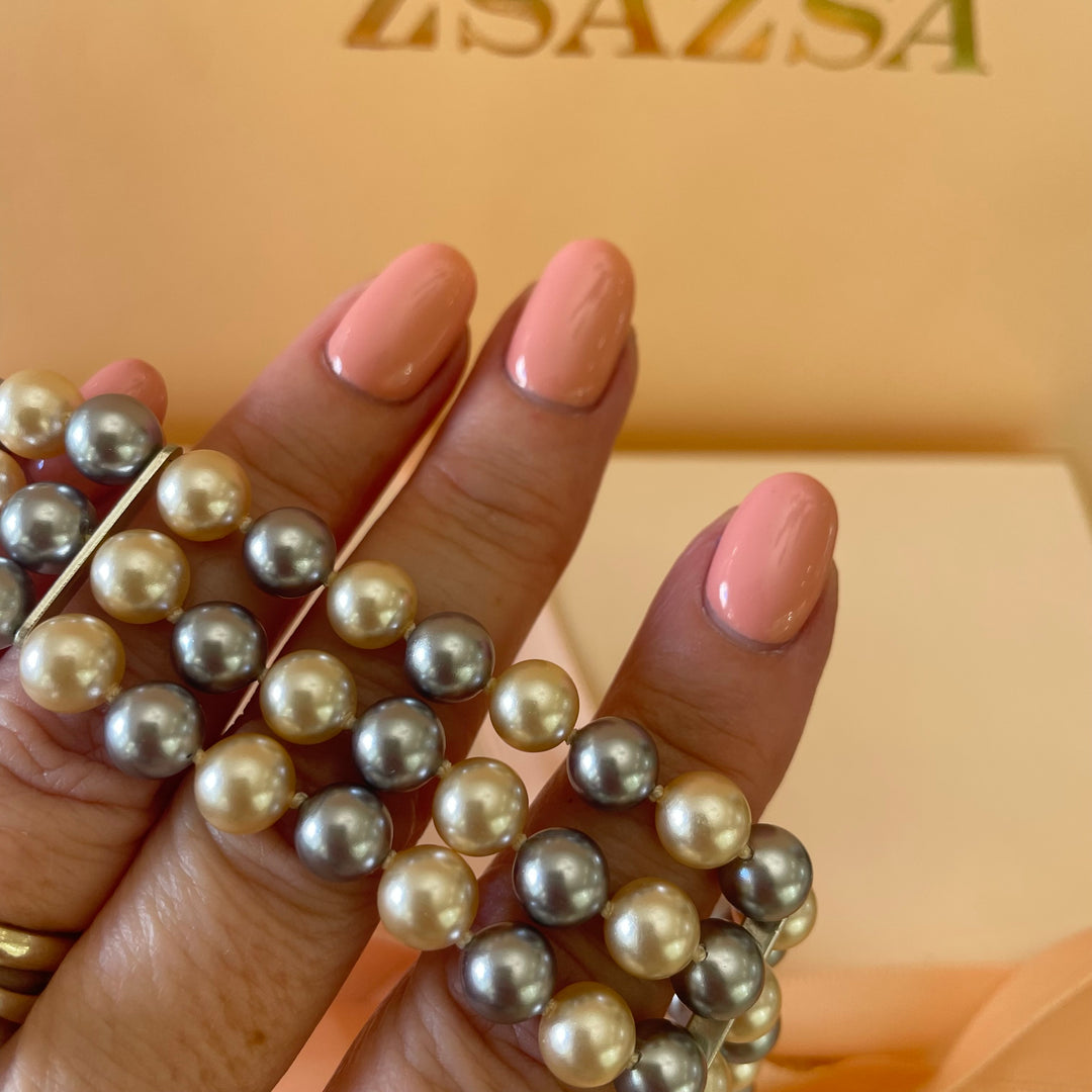 Grey & cream pearls bracelet