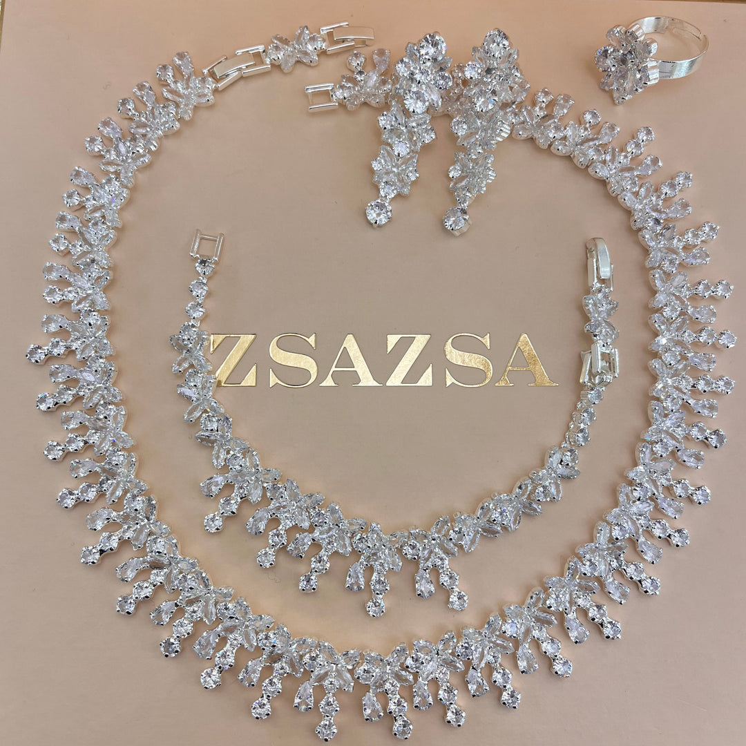 Mixed stones silver zircone set