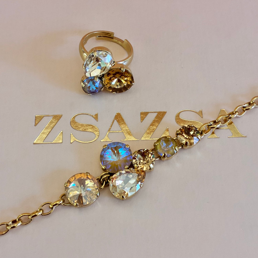 Bronze mixed shape Swarovski crystals set