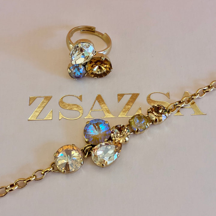 Bronze mixed shape Swarovski crystals set