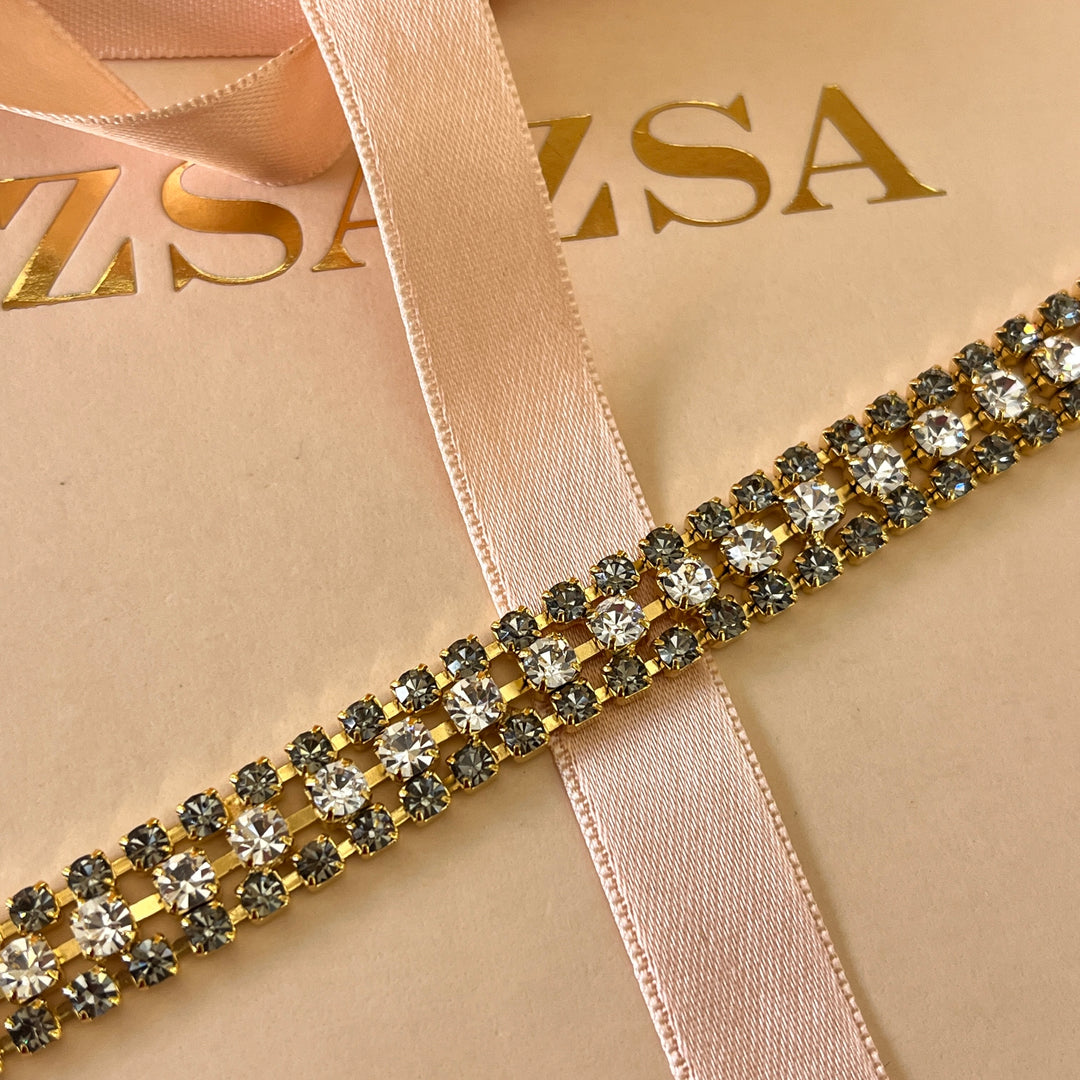 Grey preciosa crystals 3 rows bracelet