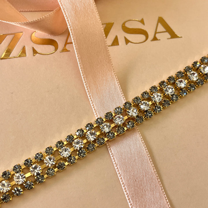 Grey preciosa crystals 3 rows bracelet