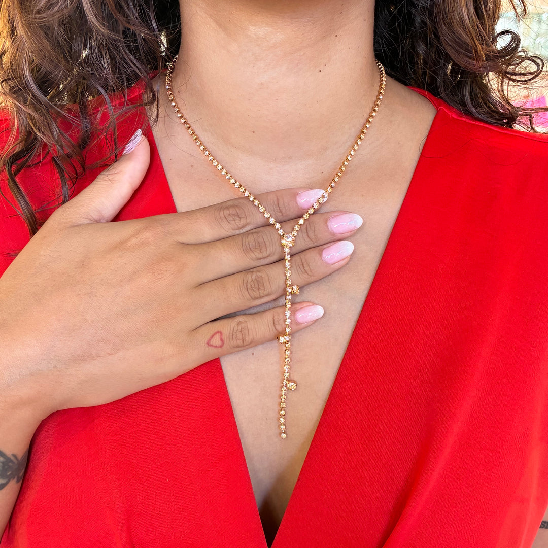 Y-Chain Swarovski crystals necklace