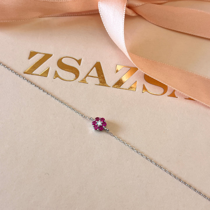 Fuchsia flower zircone bracelet