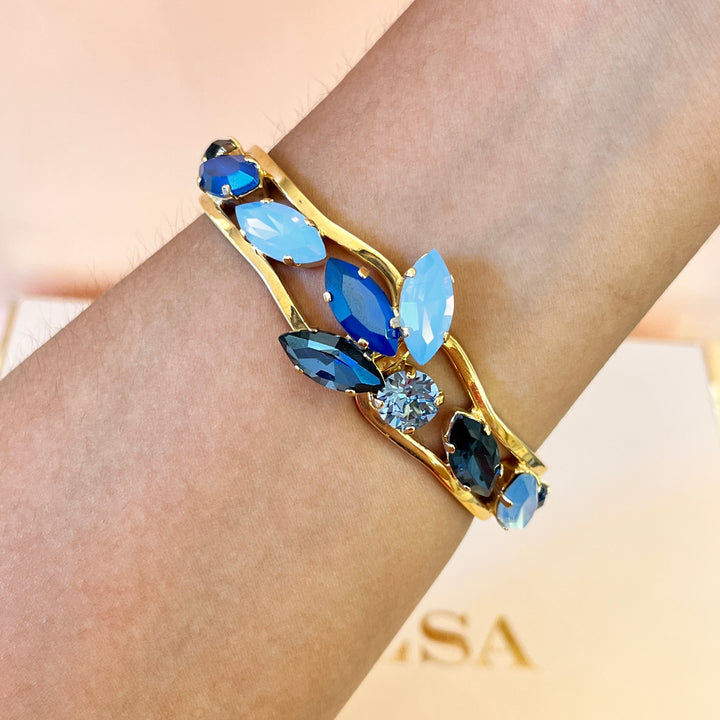 Blue tones Swarovski crystals bangle
