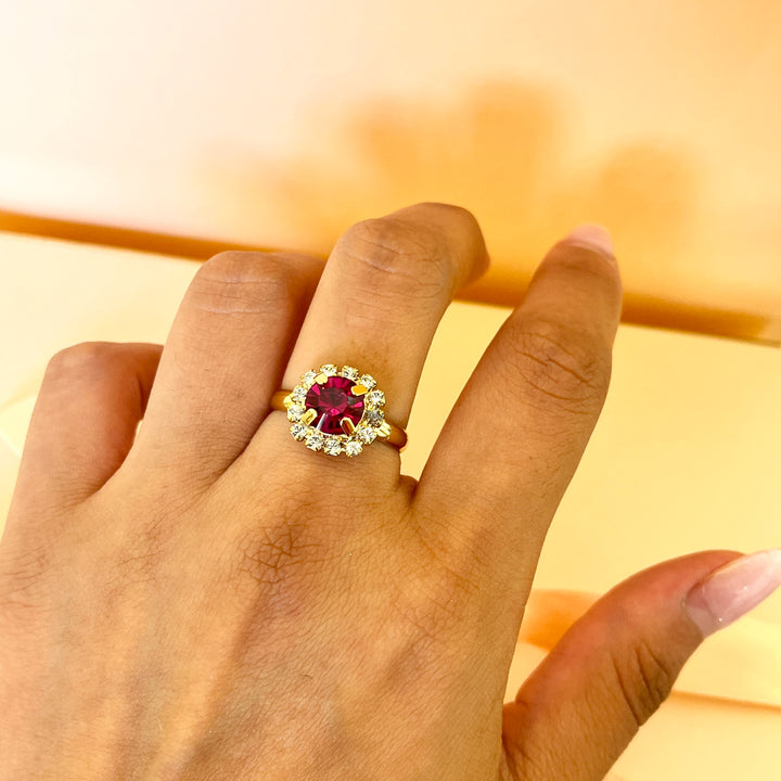 Fuchsia flower Swarovski crystals set