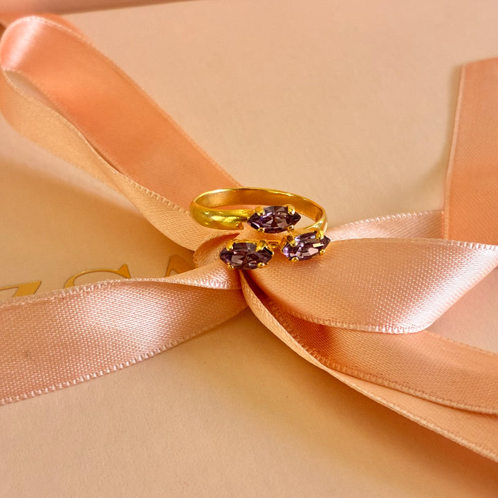 Lilac marquise Swarovski crystals ring