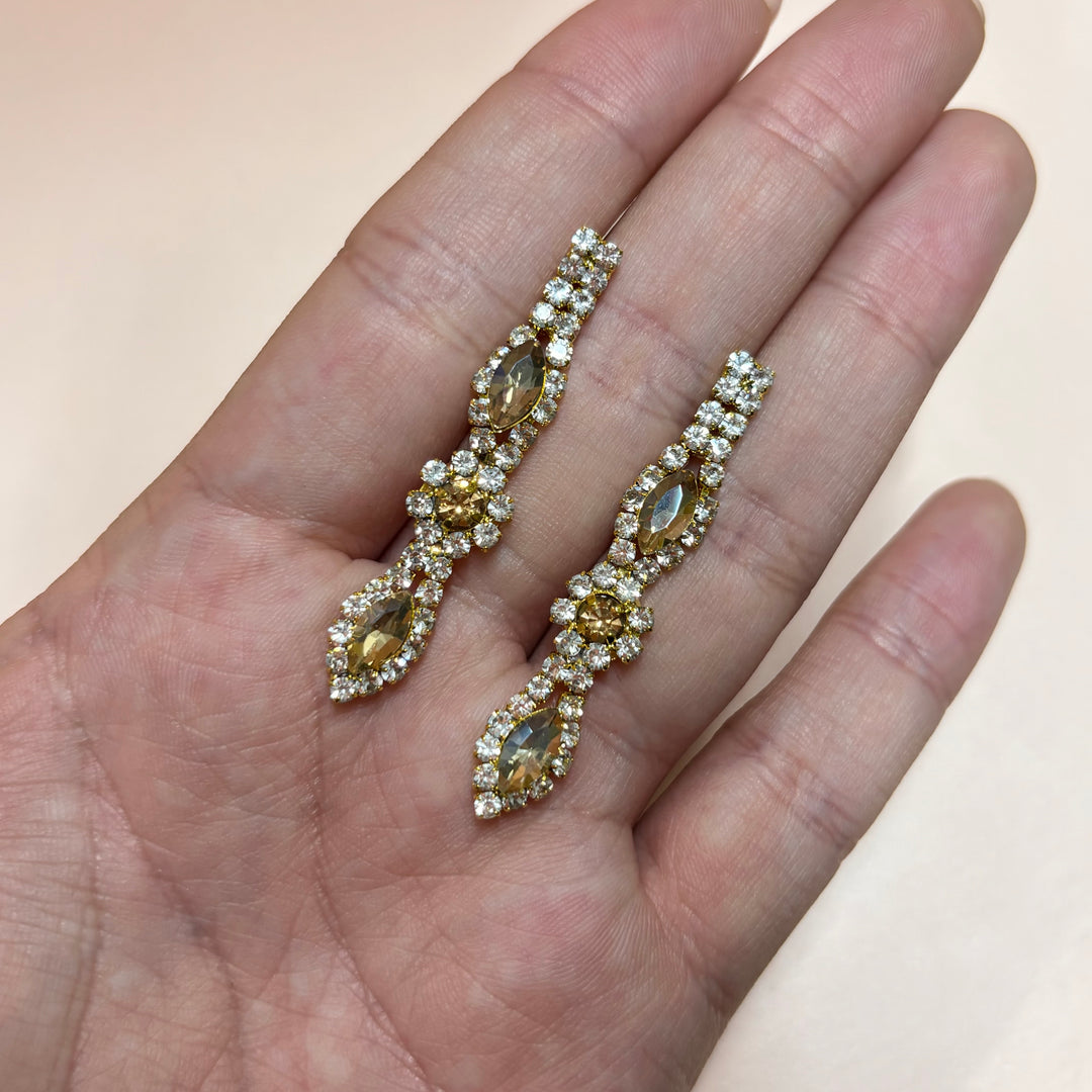 Bronze rhinestone marquise and flower set