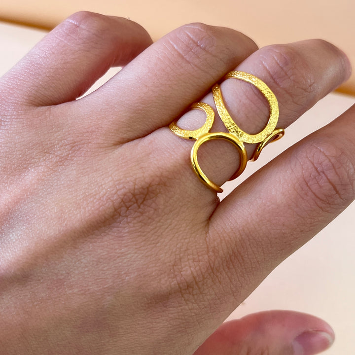 Twisted gold handmade bangle and ring