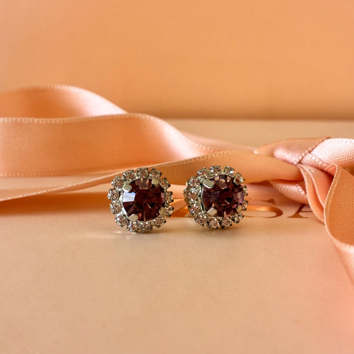 Mauve dainty Preciosa crystals silver set