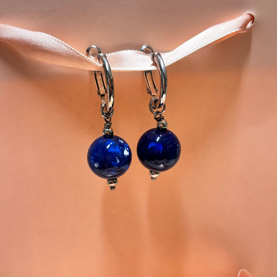 Blue pearl hoops