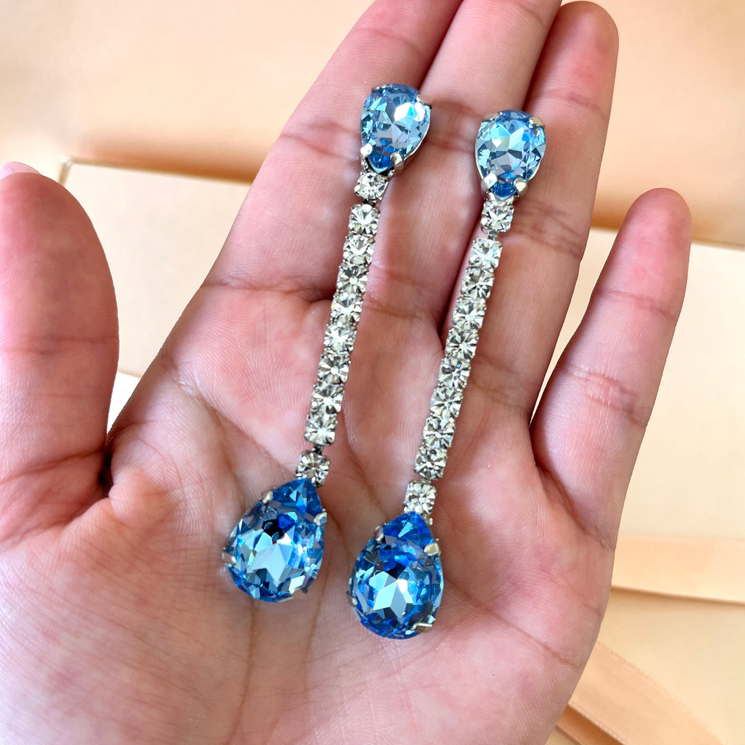 Light blue Swarovski crystals earrings