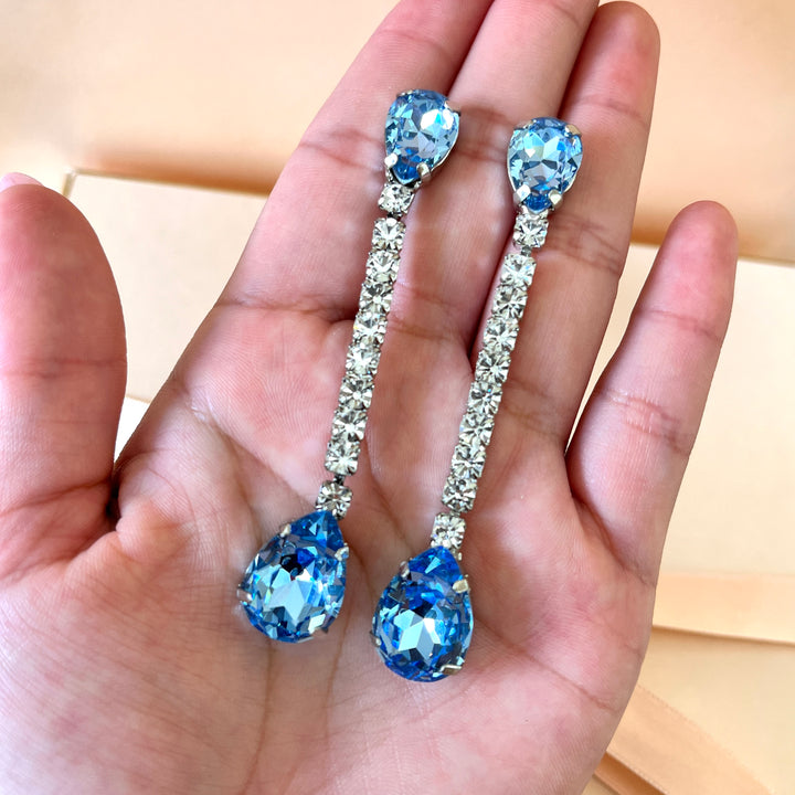 Light blue Swarovski crystals earrings