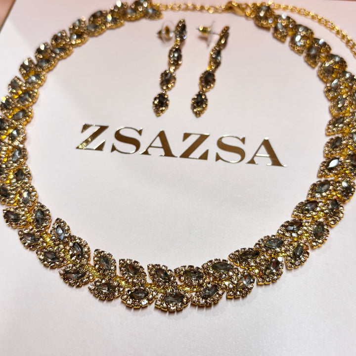 Marquise brown rhinestone set