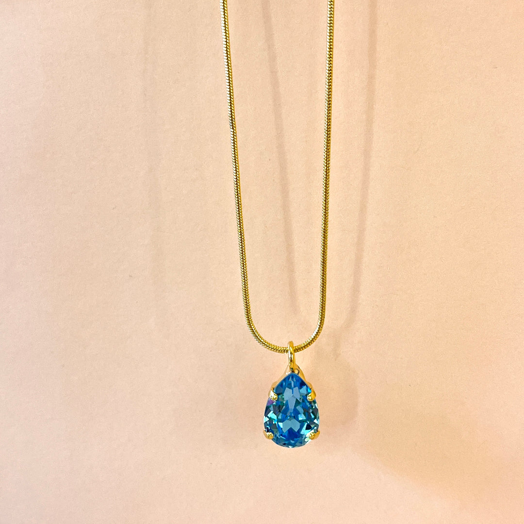 Turquoise teardrop Swarovski crystals pendant