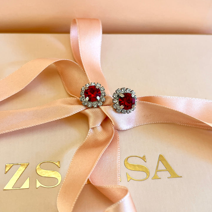 Red flower Swarovski crystals set